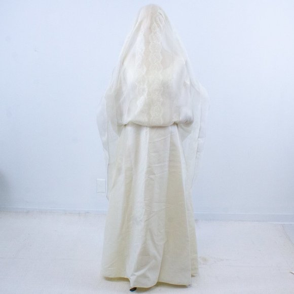 Wedding Dress Vintage 70s 6 Boho Long Sleeve Full Princess Bridal Gown I… - Picture 13 of 14